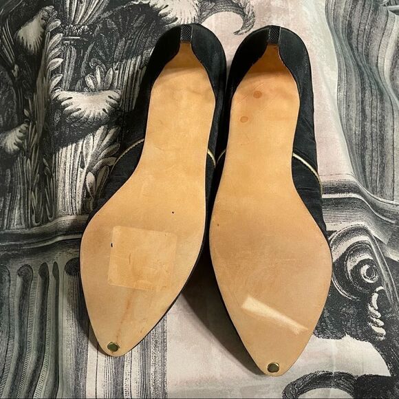 Vintage Harvé Benard black with gold trim Grosgrain Pumps size 7.5 NWOT - Picture 5 of 7